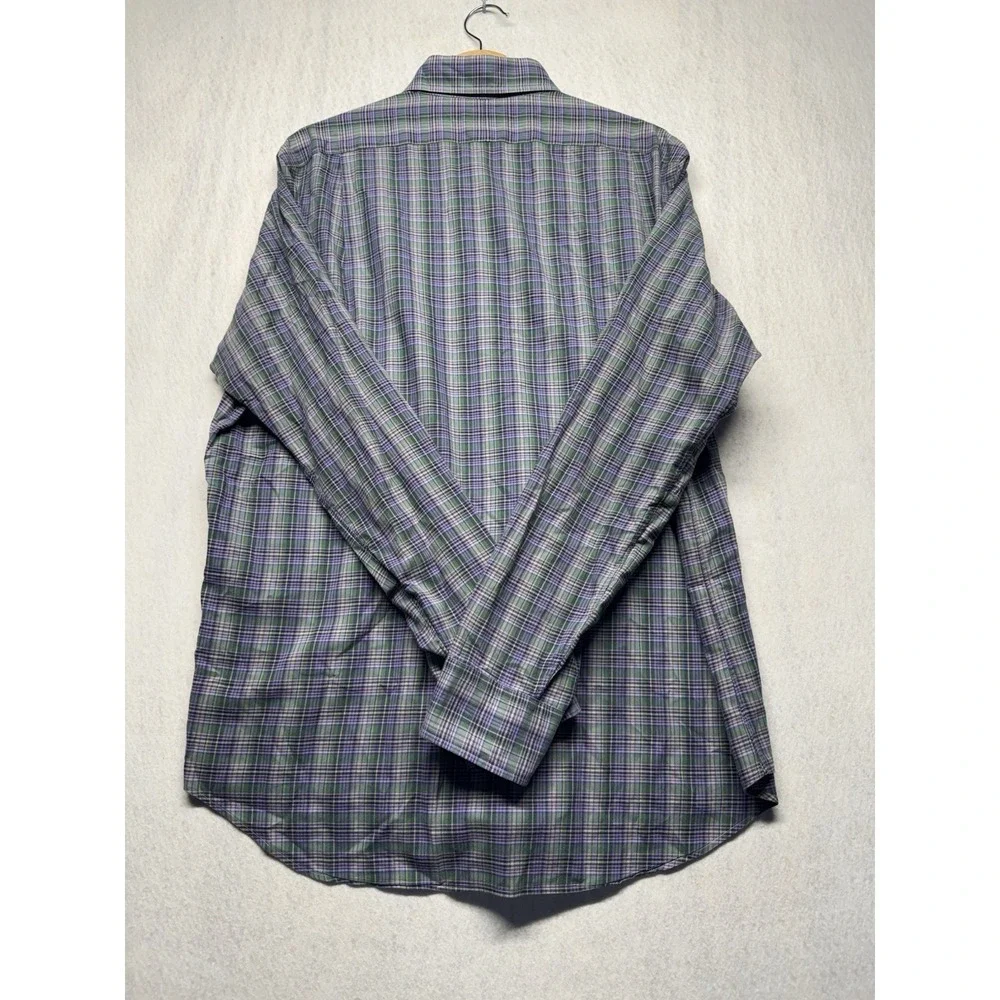 Polo Ralph Lauren Mens L Plaid Button Down Shirt Purple Green Long Sleeve Cotton